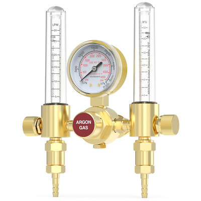 Dual Output Argon Regulator Flow Meter Mig Tig,0-4500PSI,CGA580 Inlet Connection