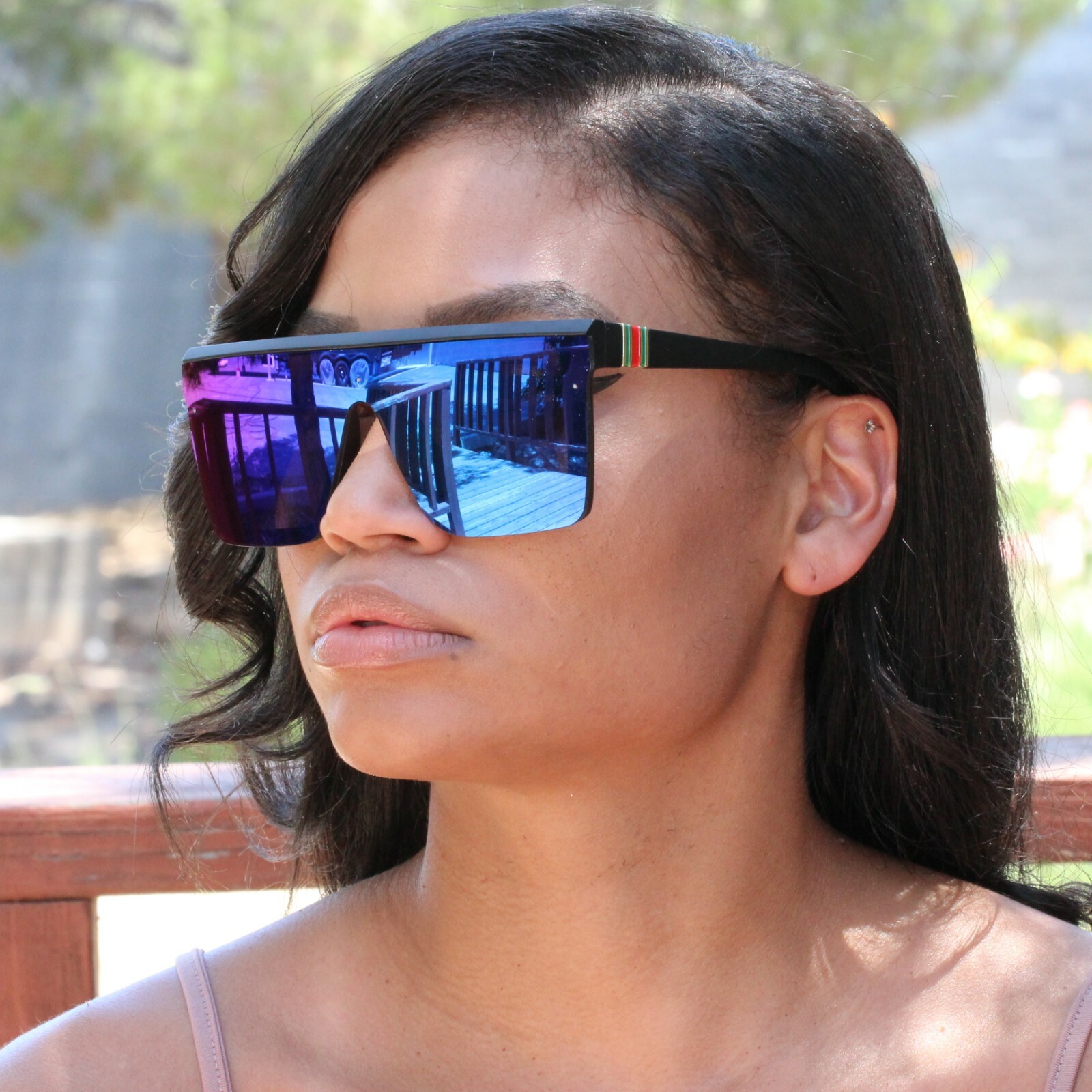 Oversized Flat Top Square VINTAGE RETRO SHIELD VISOR Style FASHION SUNGLASSES