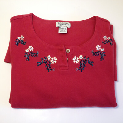 Vintage Classic Elements Woman Casual Embroidered Top Shirt Sz 16/18W