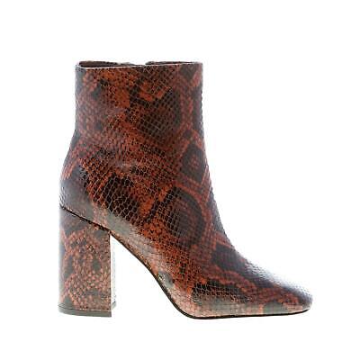 Pre-owned Ash Women Shoes Cognac Python Print Leather Jade Boot With Zip Heel 9 Cm