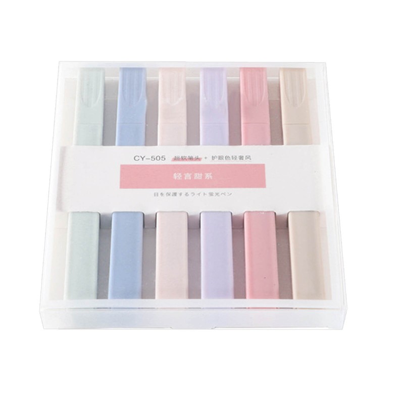 6X Aesthetic Cute Highlighters Assorted Colors, Kawaii Highlighters And Pens