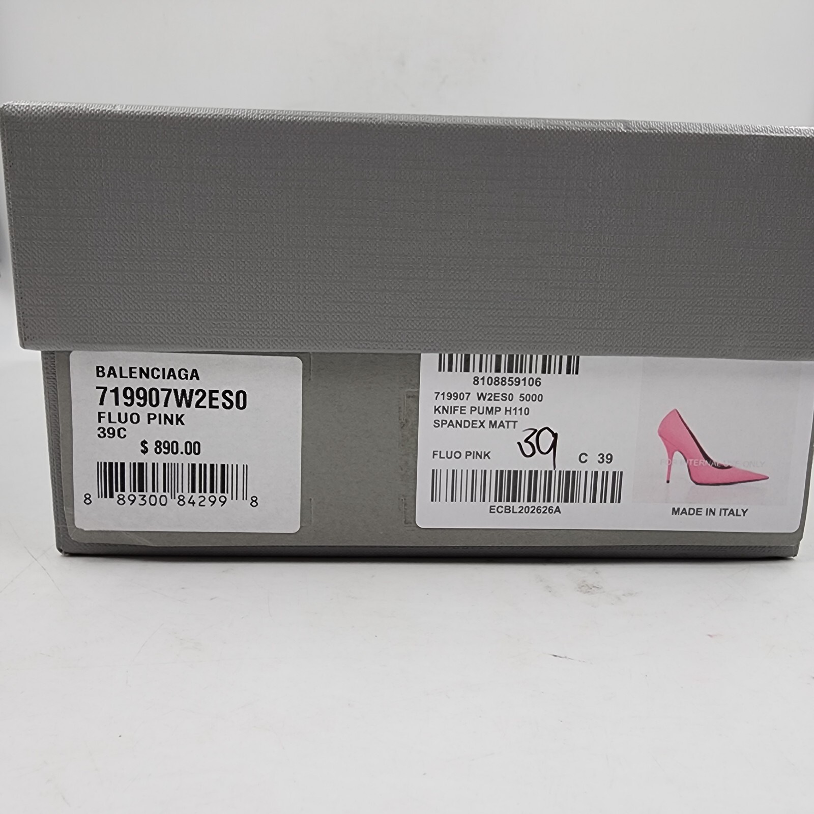 Pre-owned Balenciaga Knife Pointed Toe Pumps Women's 39/9us Pink Fluro Solid Slip On