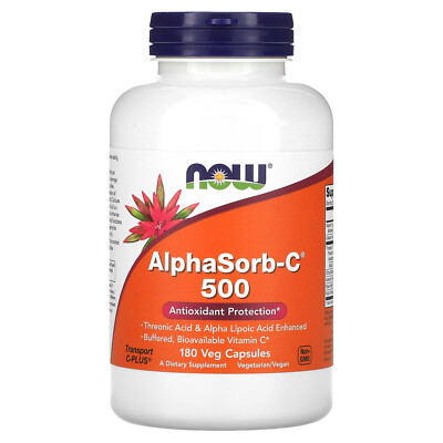 Now Foods AlphaSorb-C 500 180 вегетарианских капсул с гарантией качества GMP, веганский, вегетарианский