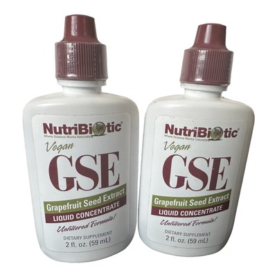 NutriBiotic GSE Grapefruit Seed Extract Liquid Concentrate 2 oz Vegan 2 Pack