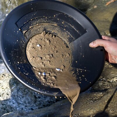 ASR Outdoor 14" Inch Black Dual Riffle Gold Panning Pan for Mining Prospecting