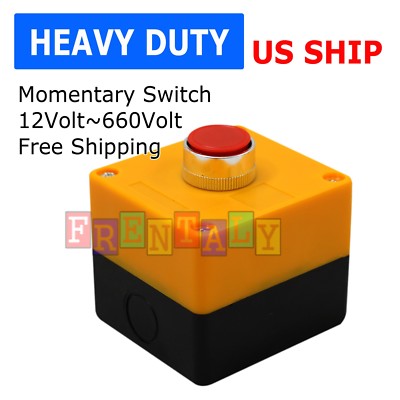 Cased Box Push Button RED GREEN Switch Momentary On/ OFF Heavy Duty Push Button