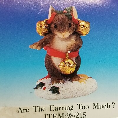 Vintage Charming Tails Figurine Are The Earrings Too Much Christmas Fitz & Floyd