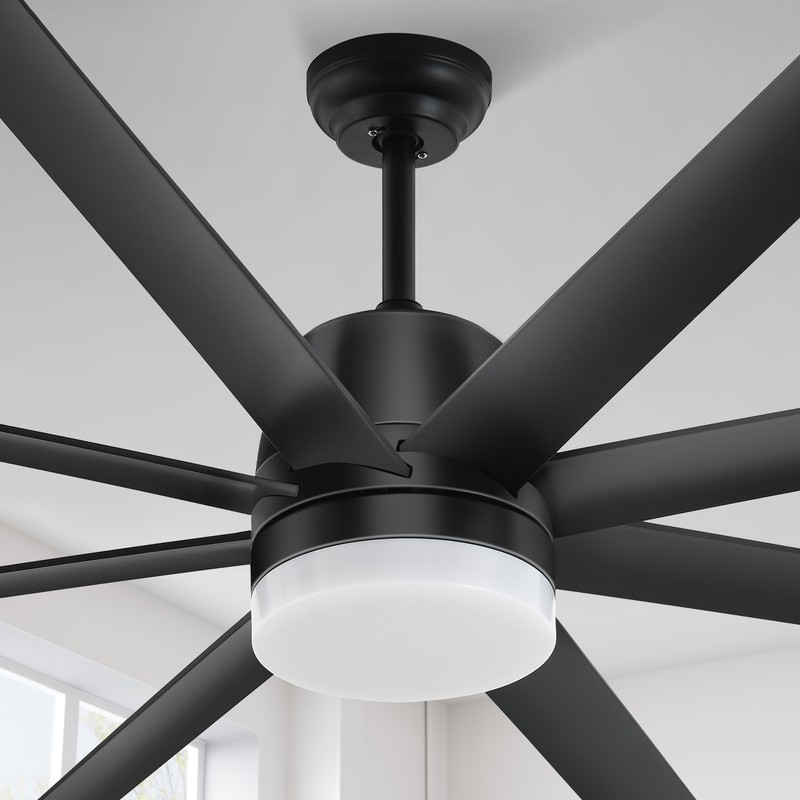 60" Black Ceiling Fan Dimmable LED 3 Color Indoor Outdoor Light Fan w/ 6 Speeds