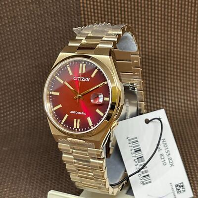 Pre-owned Citizen Tsuyosa Nj0153-82x Red Dial Analog Automatic Gold Tone Men's Dress Watch