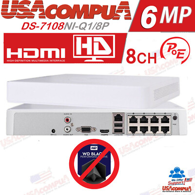 Hikvision 8CH POE 8 Channel NVR  DS-7108NI-Q1/8P Original English No Hard Drive