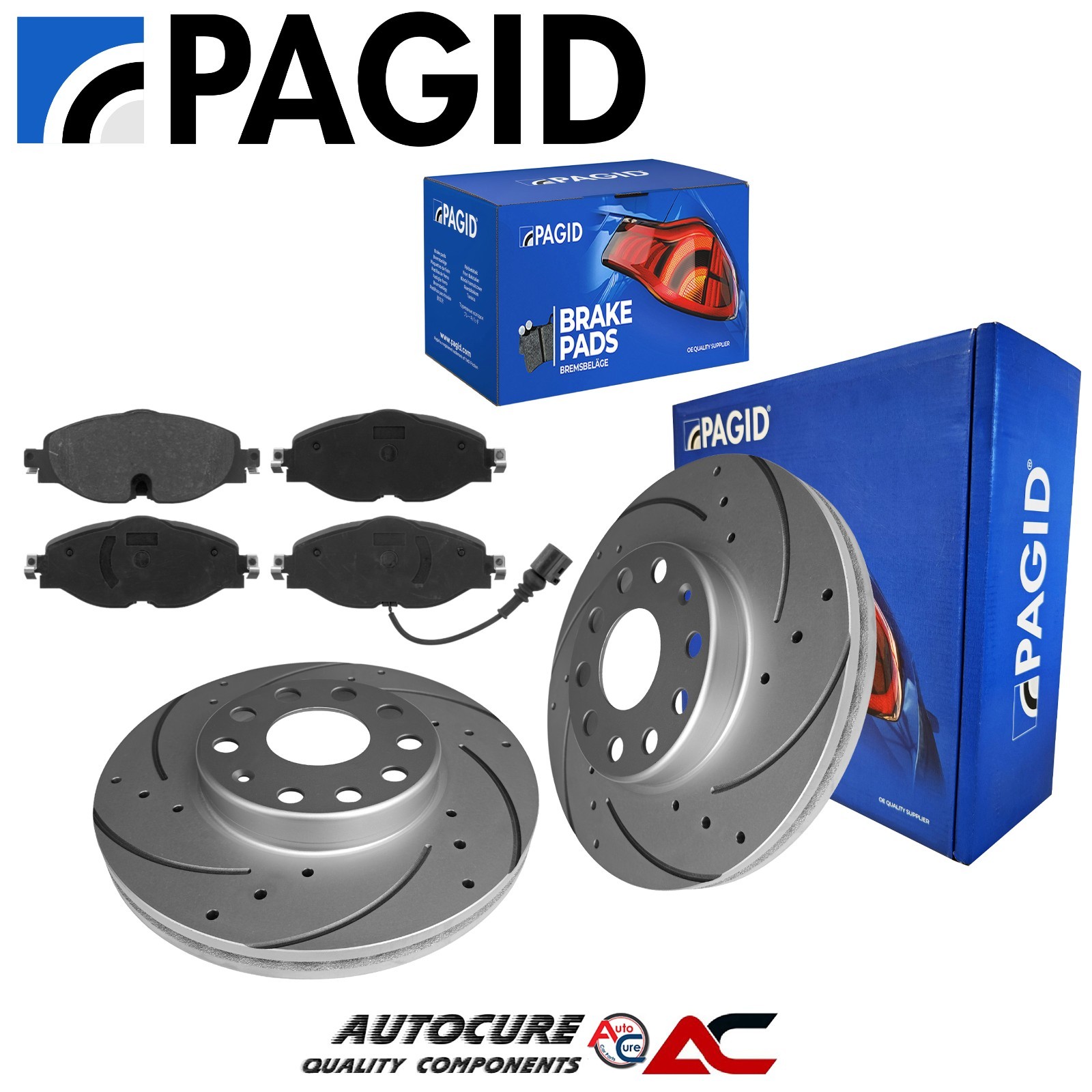 FOR VW GOLF GTD 2.0 TDI MK7 PAGID FRONT DRILLED/GROOVED COATED BRAKE DISCS &PADS