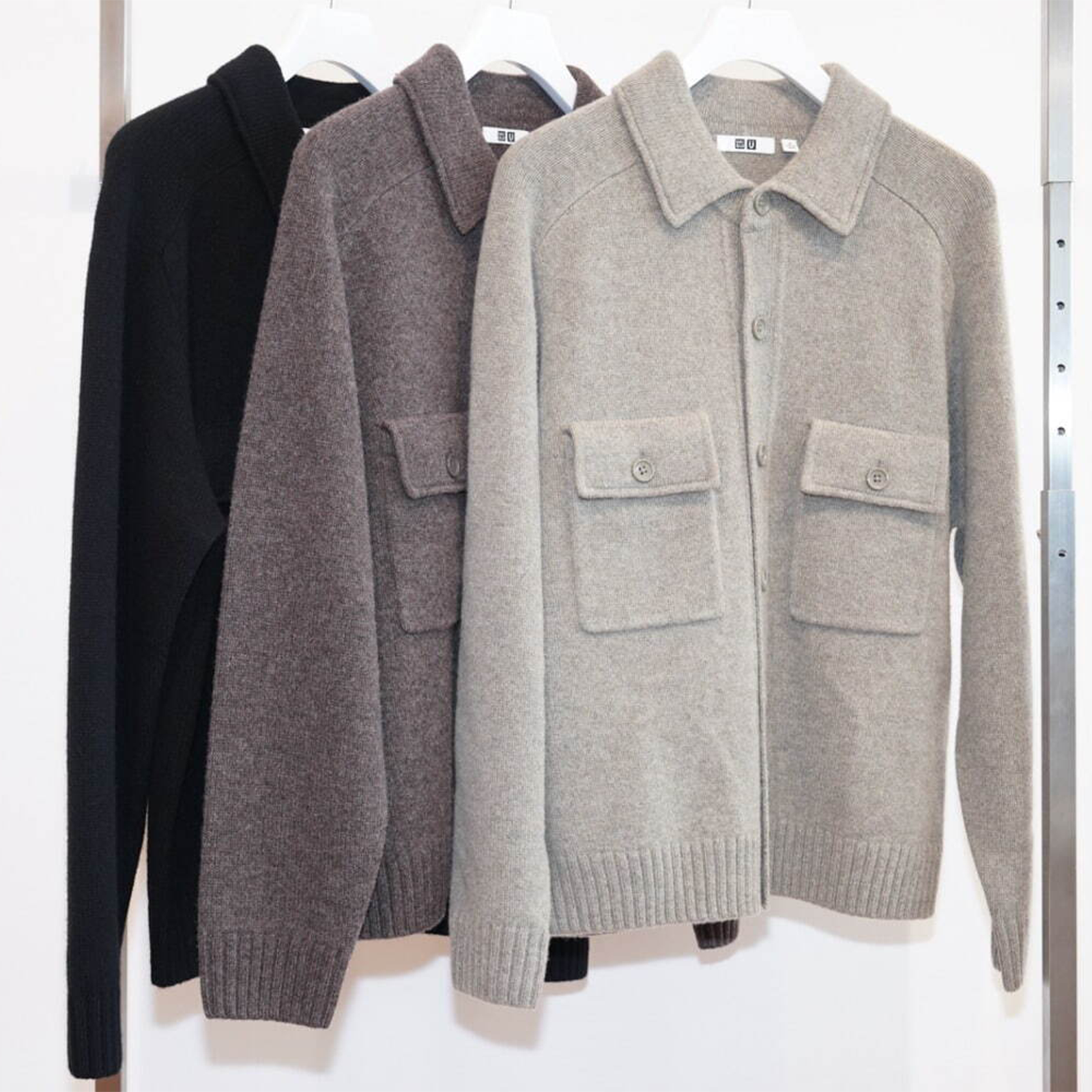ジャケット・アウター old uniqlo wool half coat gray L UNIQLO U Lamb Knit Jacket wool pockets XS-4XL 3Color Unisex