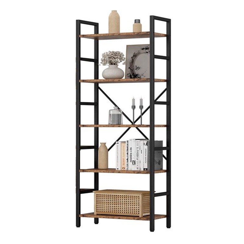 5-Tier Bookshelf Display Rack Vintage Industrial Bookcase an
