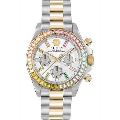 Pre-owned Philipp Plein Womens Wristwatch  Nobile Pwsba0523 Chrono Stainless Steel Golden