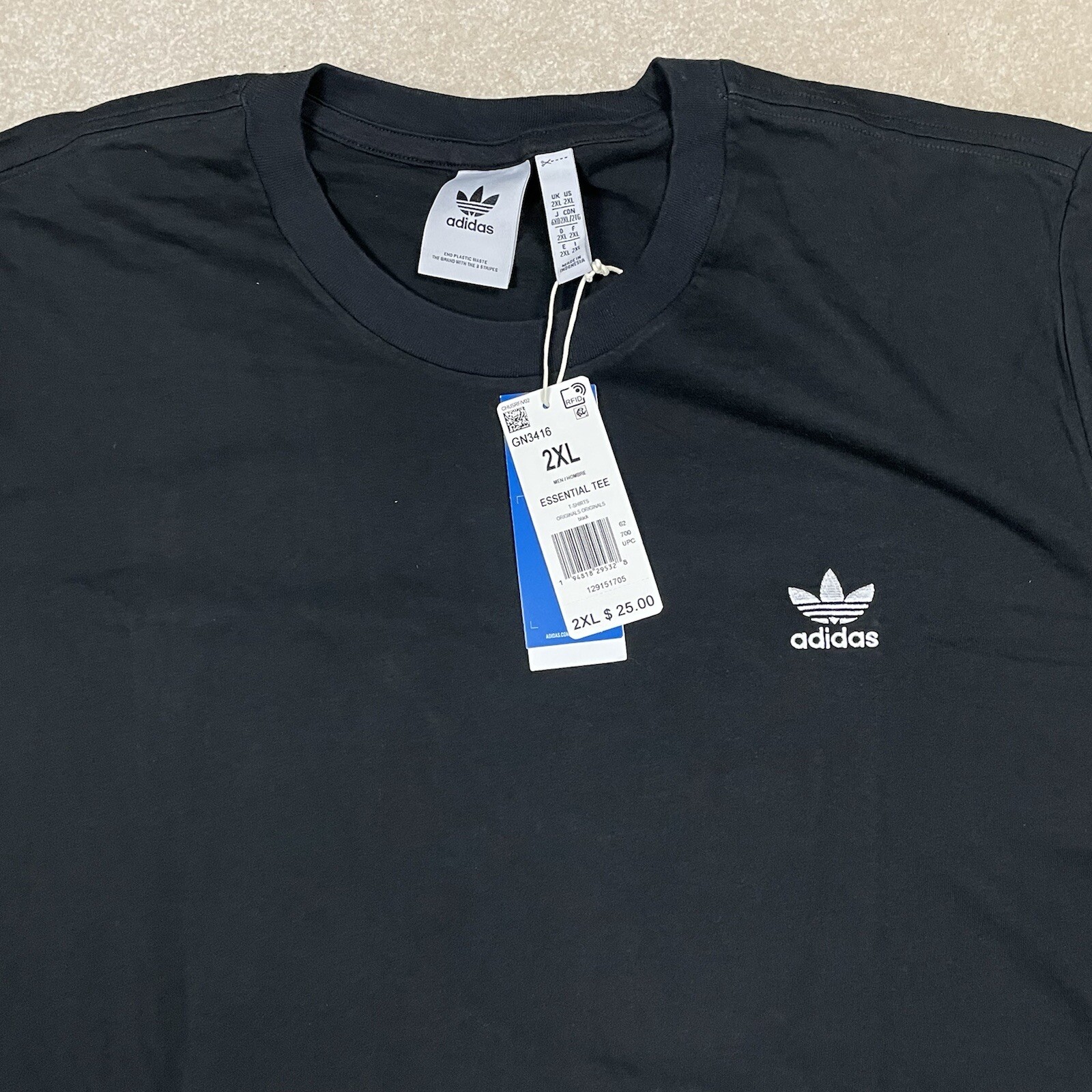 Футболка Adidas Originals Essential Tee 2XL Black GN3416 Embroidered  Trefoil Men's Unisex: купить с доставкой из США, цена 3 313 руб -  (363920439745)