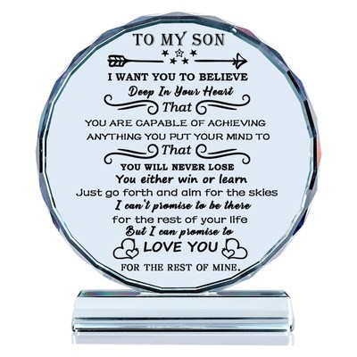 YWHL Son Gifts from Mom Dad to My Son Inspirational Crystal Keepsakes Birthda...