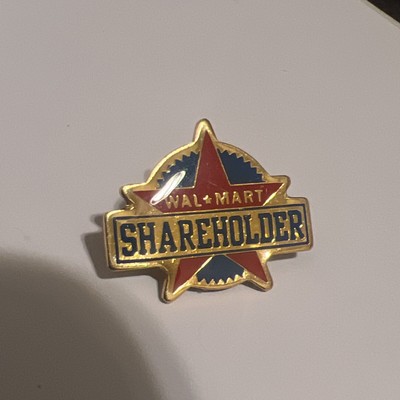 Vintage Walmart Pinback Button Gold Trim Walmart Share Holder