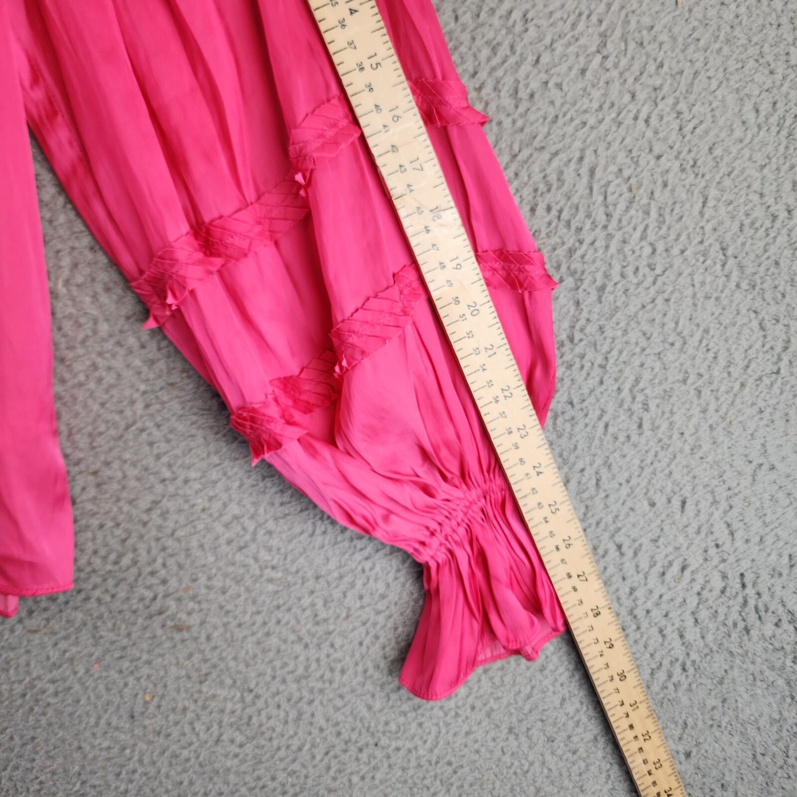 Ramy Brook Maty Balloon Sleeve Top Women's XS Bright Pink V-neck Tie Pullover~ - Picture 8 of 12