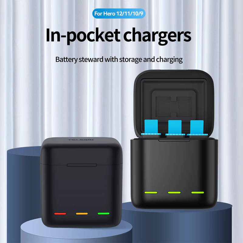 Portable Battery Charger Fast Charging for Hero12 Battery Hero 12 11 10 9 Blac