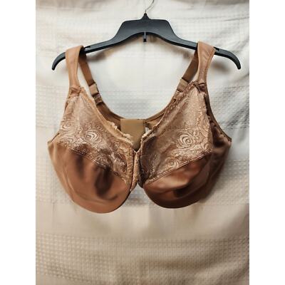 New Glamorise 1240 Low Cut Wonderwire Lace Bra Underwire Café Size 44H