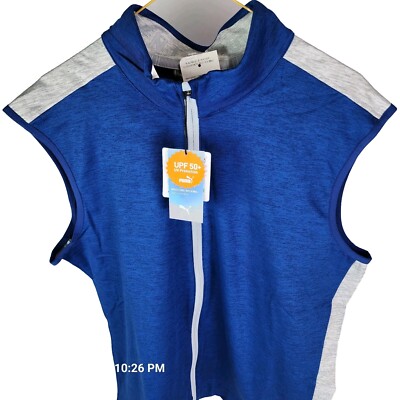 Puma Golf Men's T7 Cloudspun Vest Size Large Bright Cobalt Blue Gray New UPF50+