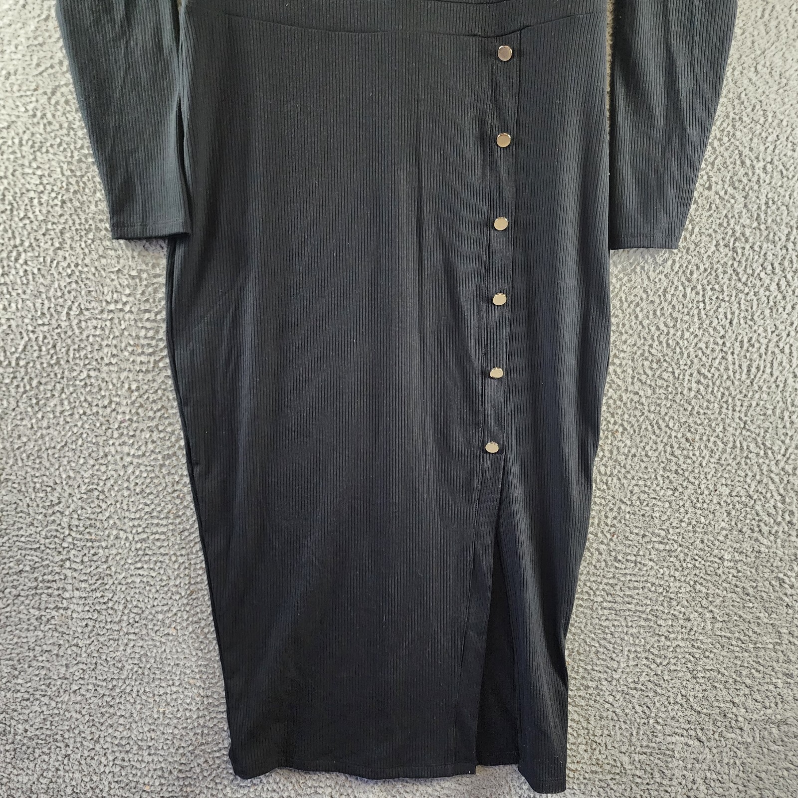 Nina Parker Trendy Plus Size Ribbed Mock-Neck Bodycon Dress Women's 1X Black - Picture 3 of 17