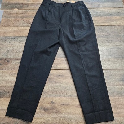 Vintage Pants With Tags Career Essentials Trousers Black Wool Plus Size 16 Short