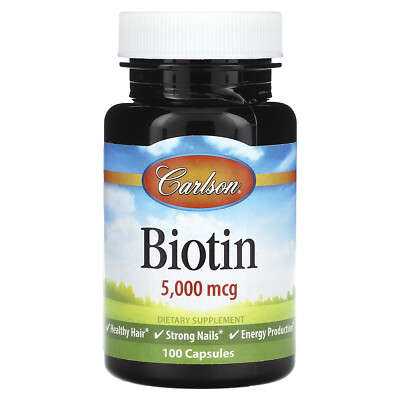 Biotin, 5,000 mcg, 100 Capsules