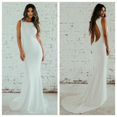NOEL & JEAN Katie May Bridal цвета слоновой кости THEO, эластичное платье-русалка из крепа с открытой спиной 14
