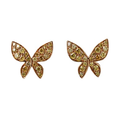 Mimi Milano Farfalla Yellow Diamond 18k Gold Butterfly Earrings