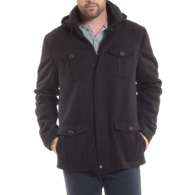 Alpine Swiss Noah Mens Wool Coat Parka with Removable Hood Jacket Cargo Pockets
