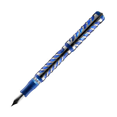 Visconti Skeleton Fountain Pen in Sapphire Blue with Palladium Trim - Fine Point