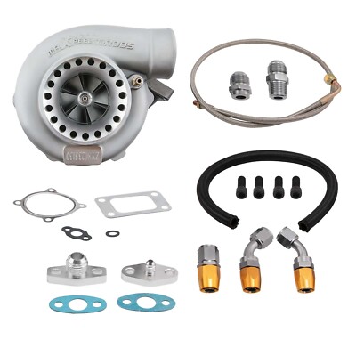GT3582 GT35 Turbo + T3/T4 T04E T70 GT28 Oil Line Kit Turbocharger A/R .63 .70