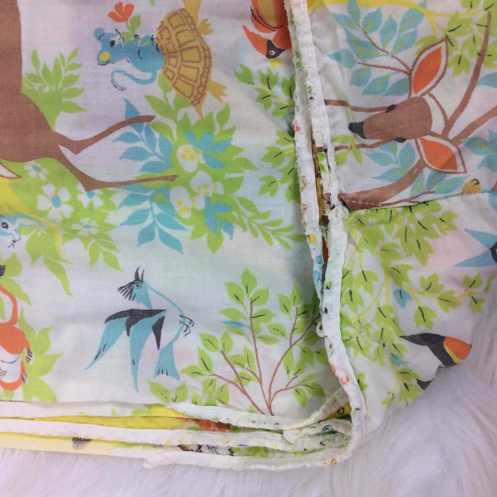 Vtg Smokey The Bear & Friend Fitted Twin Sheet 39 x 75 Mattress Fieldcrest Faded