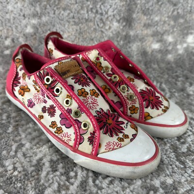 Coach Sz 7 Barret Poppy Floral Canvas Sneakers Pink & White Preppy Shoes