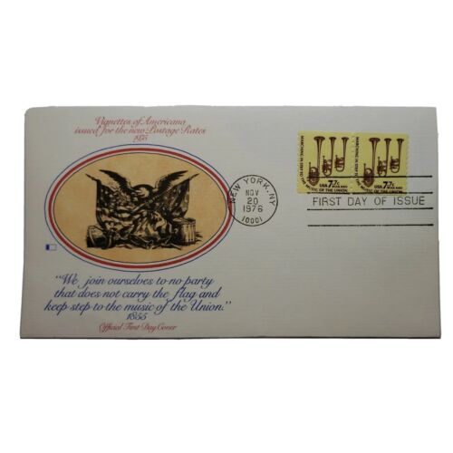 First Day Covers 1976 Vignettes Of Americana three saxhorns