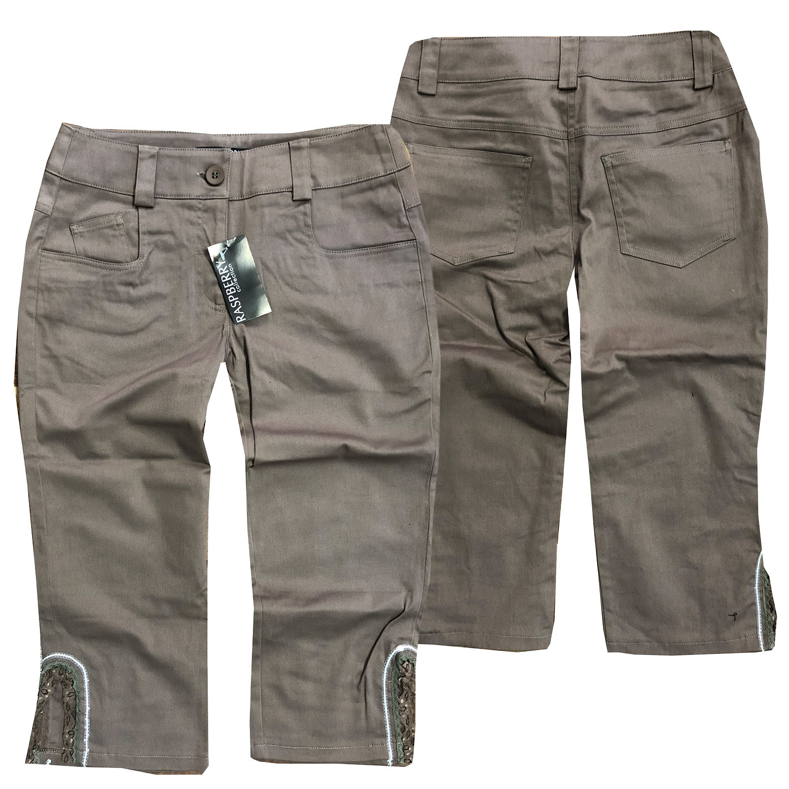 Rasberry Damen Stoffhose Shorts 7/8  Sommer Braun Gr. DE 36, DE 46 NEU