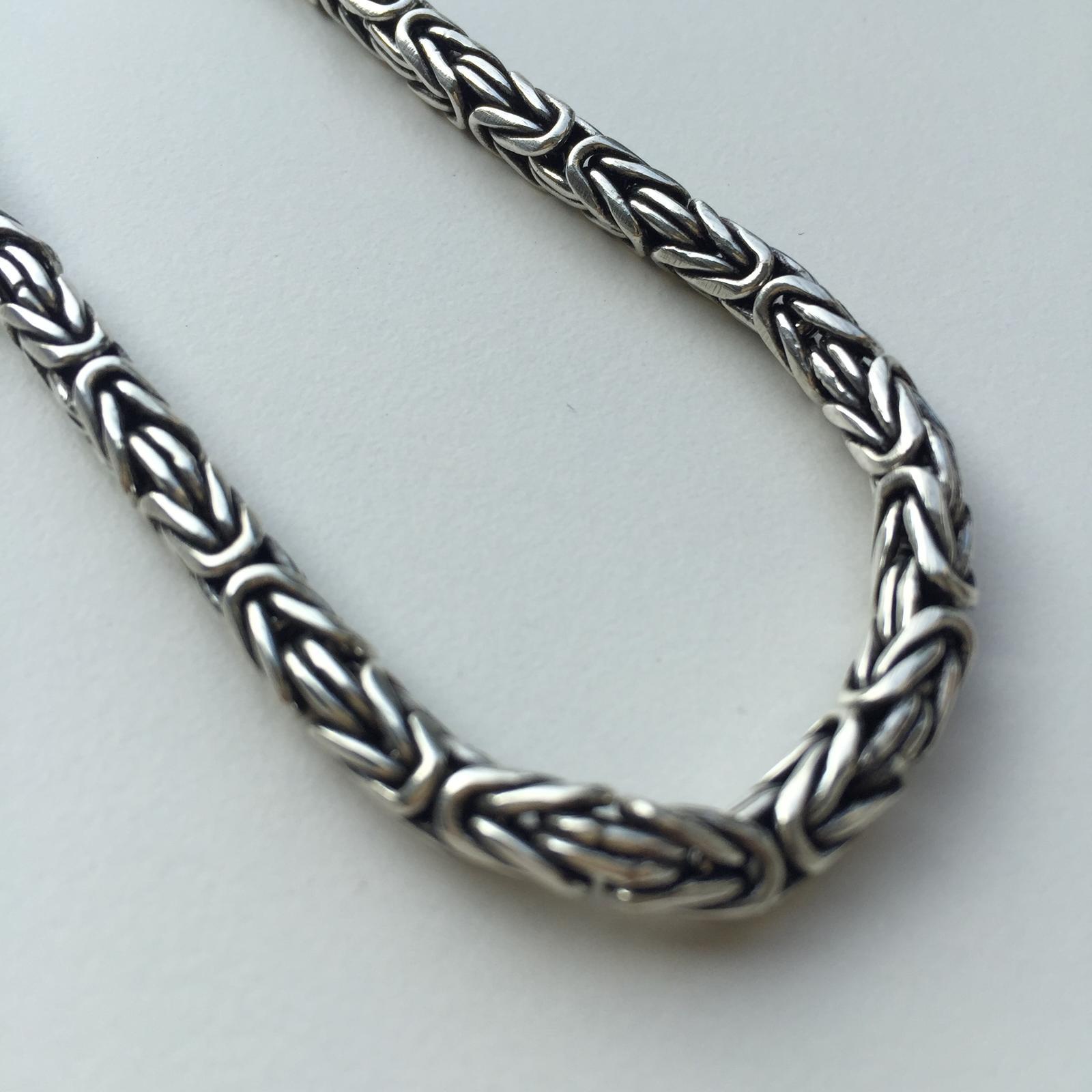 Pre-owned Handmade Bali Mens Byzantine Chain Necklace 6.5mm 105gr 24inch Solid 925 Sterling Silver