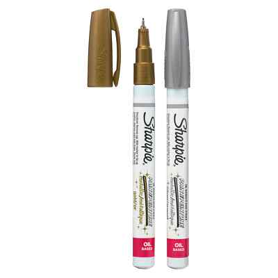 Sharpie  Oil-Based Paint Markers, Extra Fine Point Metallic Set (Gold, Silver)