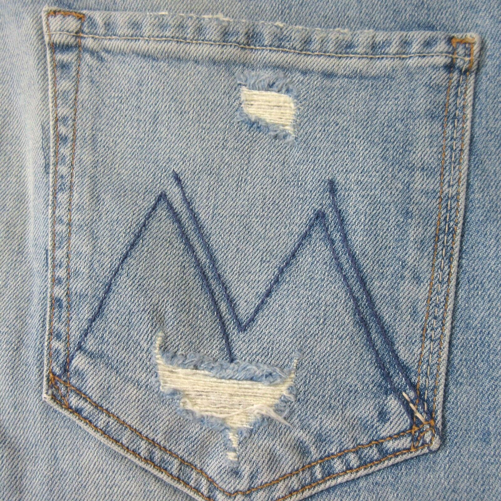 Pre-owned Mother Superior Tomcat In The Confession High Rise Destroyed Jeans 26 In Blue