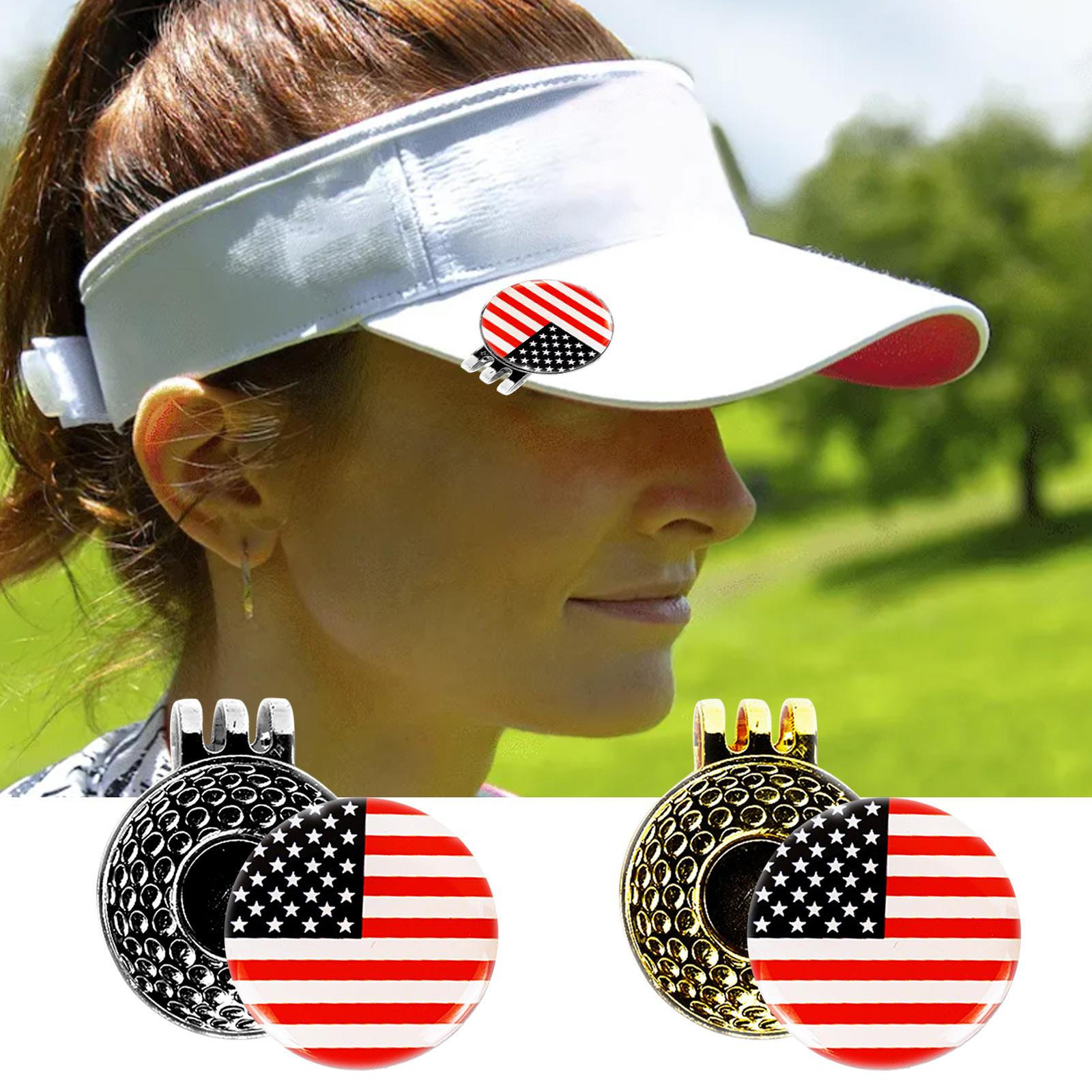 Ball Marker With Magnetic Hat Clip American Flag Ball Marker