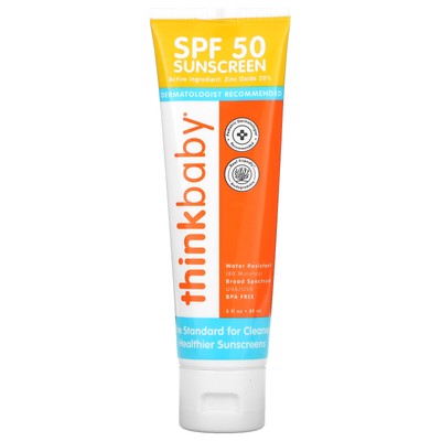 Солнцезащитный крем Think Thinkbaby SPF 50, 3 жидких унции, 89 мл, не содержит BPA, не тестировался на животных,