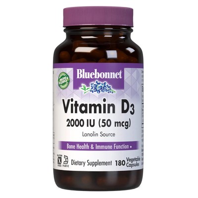 Bluebonnet Vitamin D3 50 Mcg 2000 IU 180 Veg Capsules