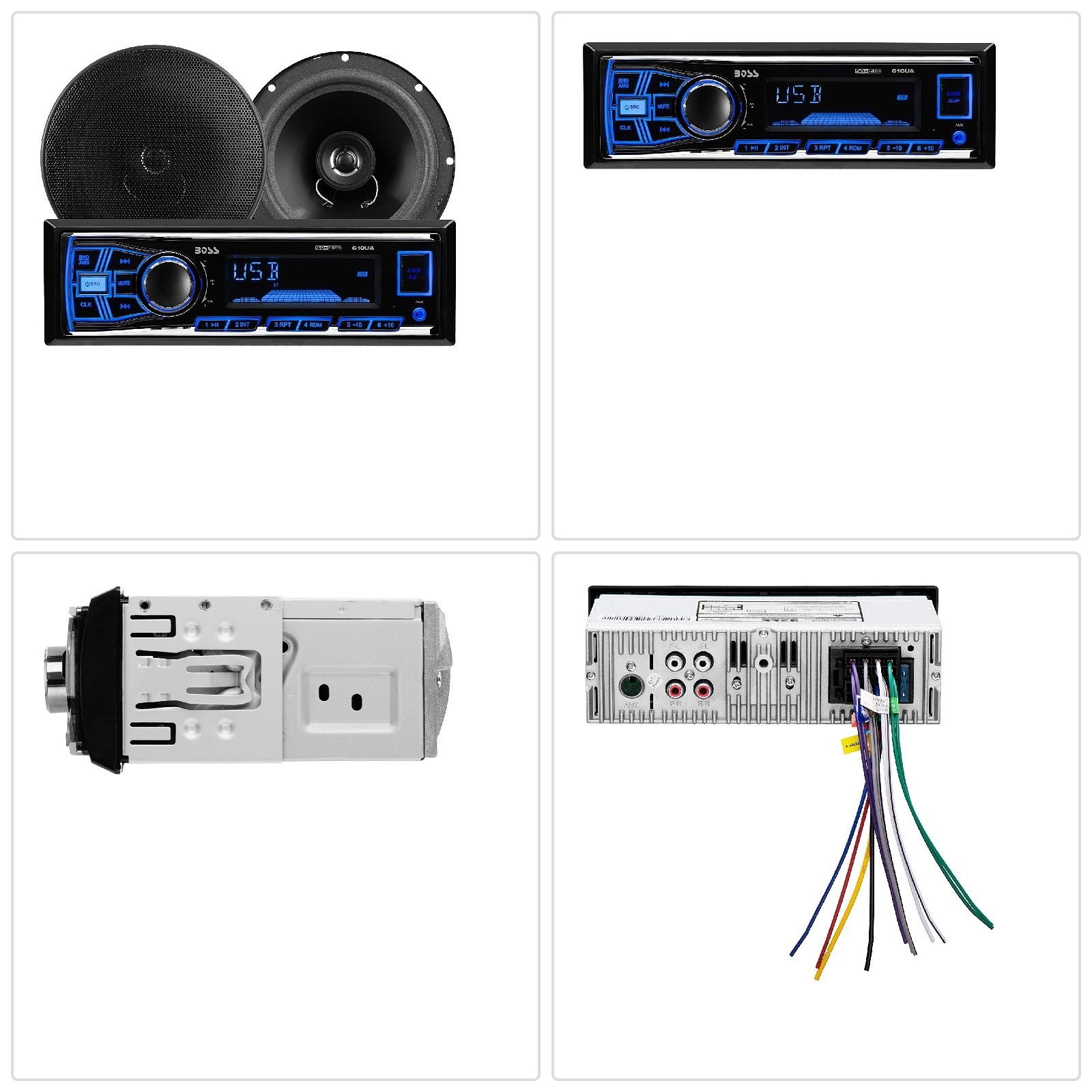 Car Stereo Bluetooth Wireless AM FM Radio Mp3 USB SD with 2 Way Speaker Package