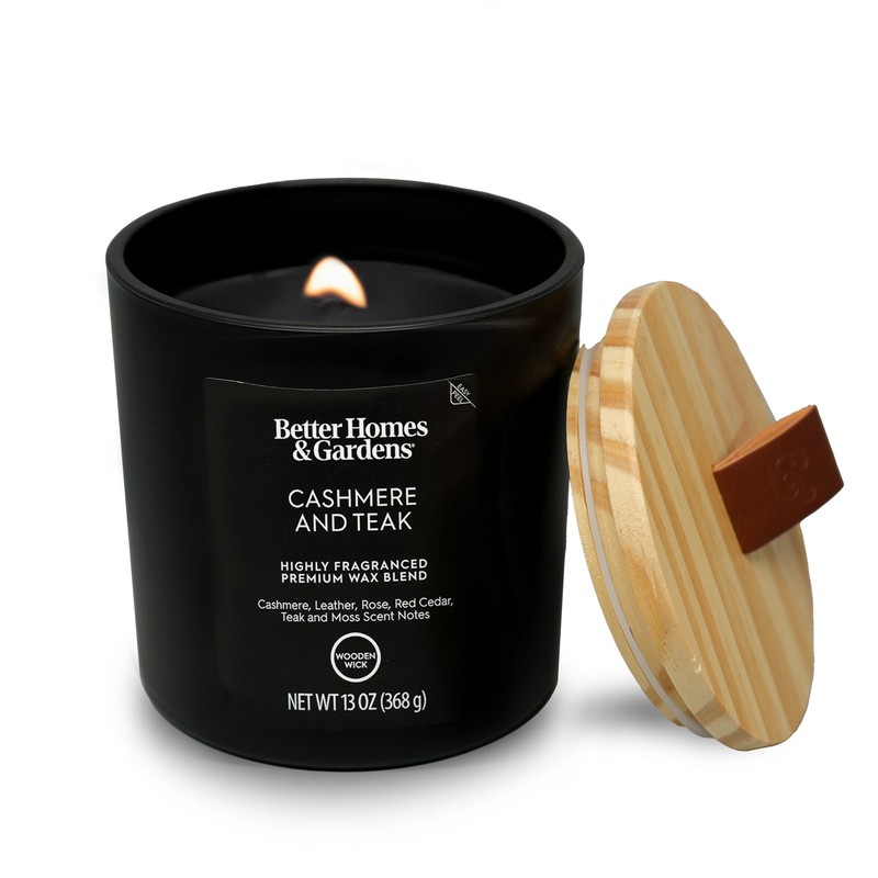 13Oz Cashmere Teak Scented Wooden Wick Jar Candle