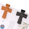 2 Pcs Bible Magnetic Bookmarks - Easter Verse Cross Christian Leather Bookmark for Women and Men, Double-Sided Magnetic Page Clips, Religious Gift for Easter Readers Father's Day Gift (Black+Brown)