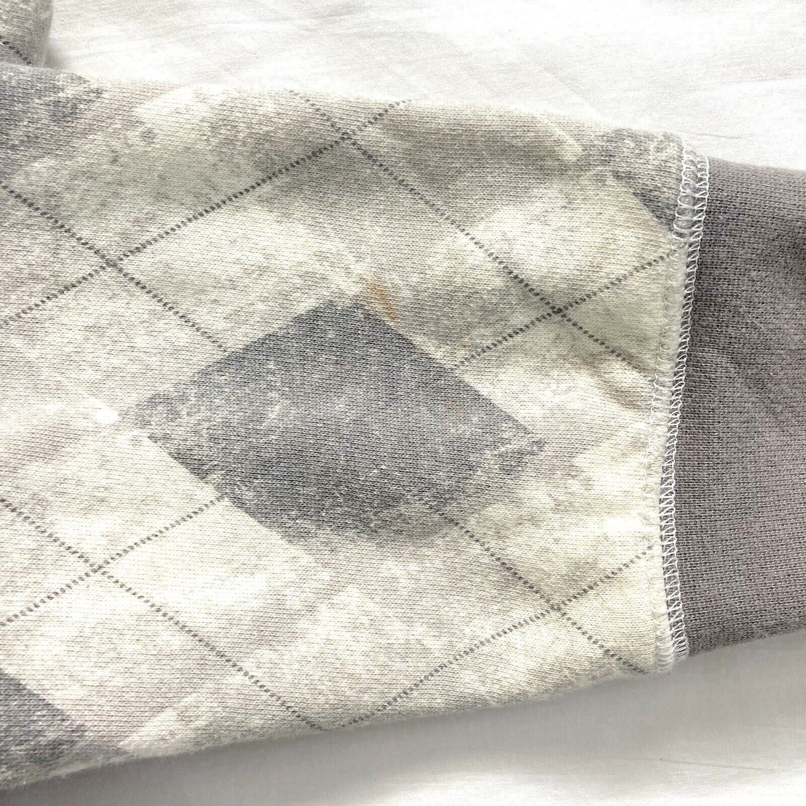 Vintage American Rag Grey Argyle Fleece Lined Hoodie Size M