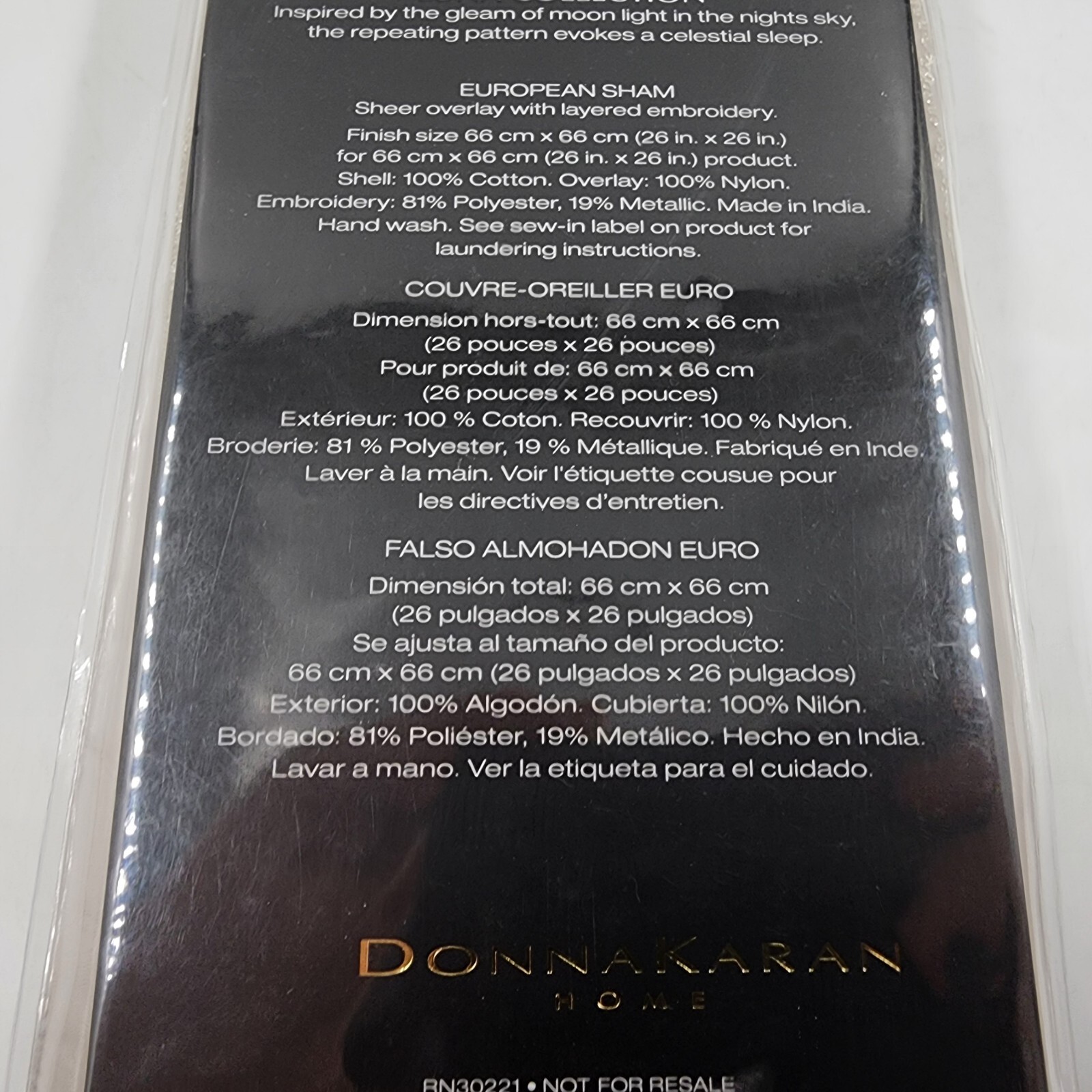 Donna Karan Collection Luna Euro Pillow Sham 26in x 26in Platinum + - Picture 12 of 13