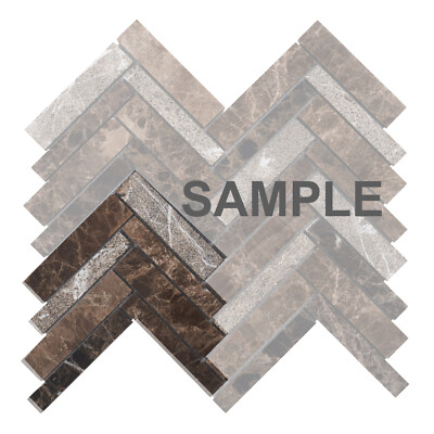 Brown Emperador Dark Stone Marble Herringbone Mosaic Tile Kitchen Backsplash