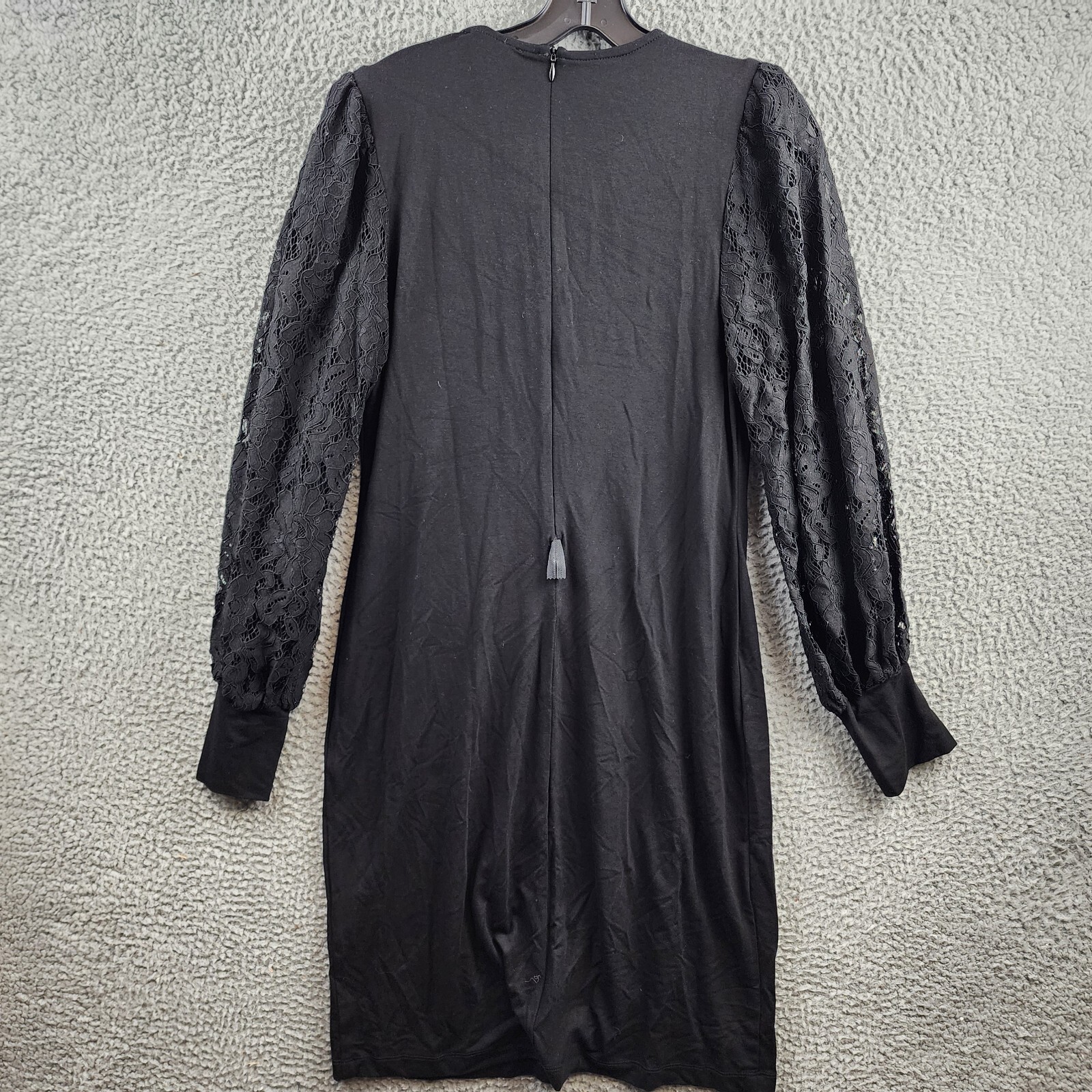 Karen Kane Lace Sleeve V-Neck Dress Women's Medium Black Long Sleeve Back Zip - Picture 9 of 13